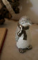 Preview: Pinguin Keramik Weihnachtsdeko weiss silber