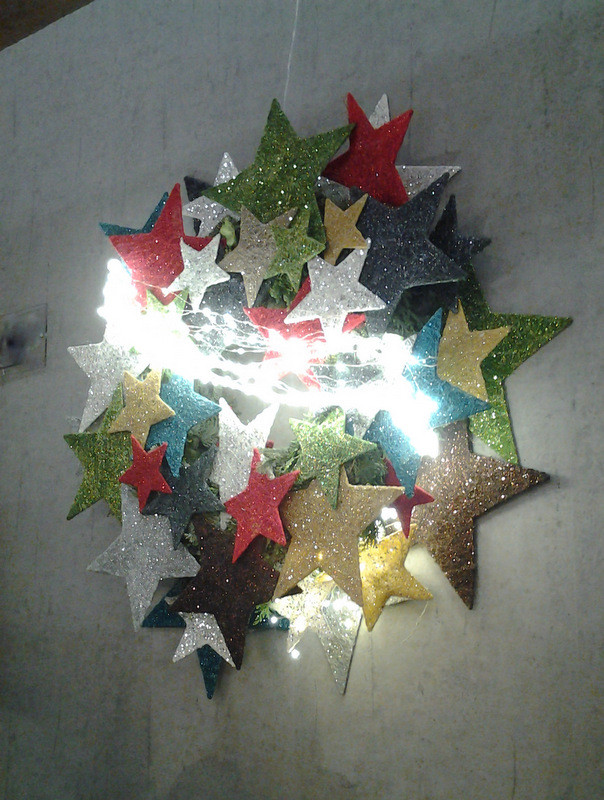 Sisalstern Glimmer silber Weihnachtsdeko - 25 cm