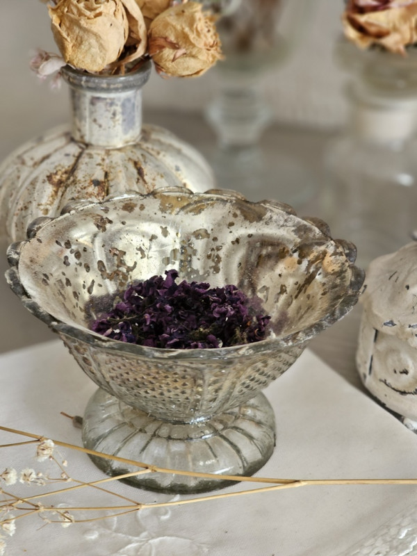 Preview: kleine-glasschale-silber-shabby-chic