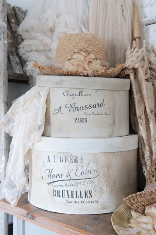 Hutschachtel 2-Set Vintage Brocante Schrift