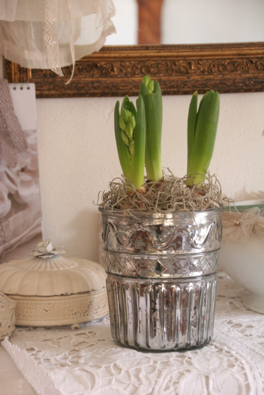 Preview: Windlicht Übertopf Glas silber Rauten Wellen