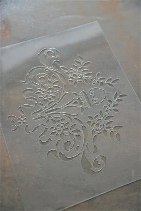 Schablone Möbeldekoration Stencil floralem Muster JDL