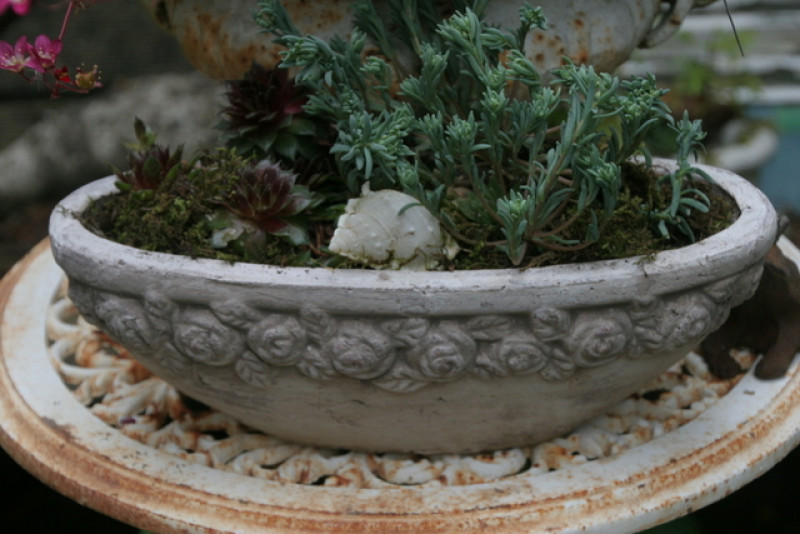 ovale Schale Blumentopf Rosenbordüre ROSENROMANTIK