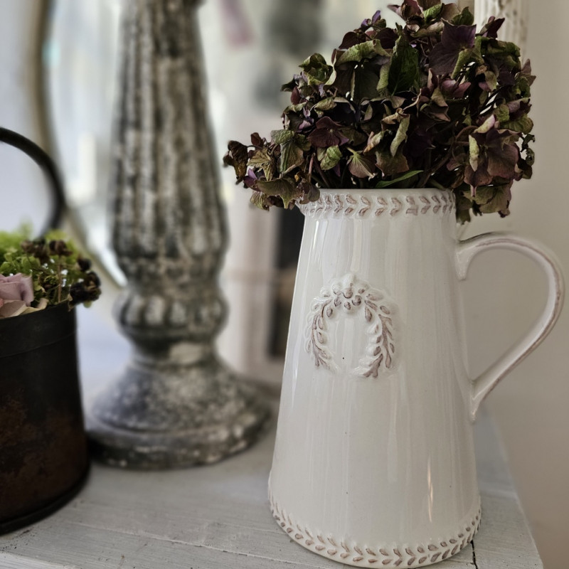 Preview: Krug Vase Lorbeerkranz antique-cream M