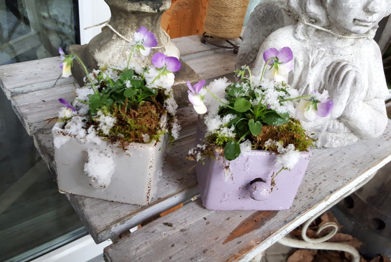 Preview: Übertopf Blumen Keramik Lasur french-beige