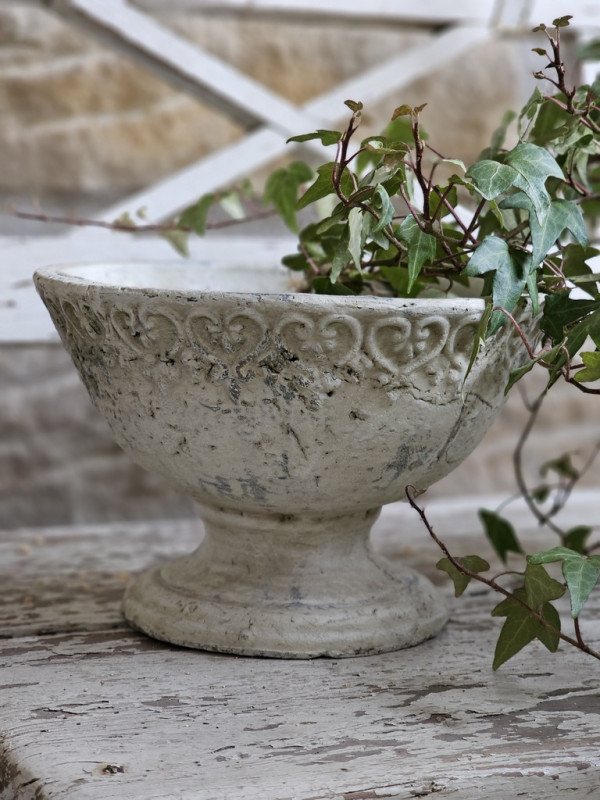 Vintage-Schale -Übertopf Keramik  antik-creme