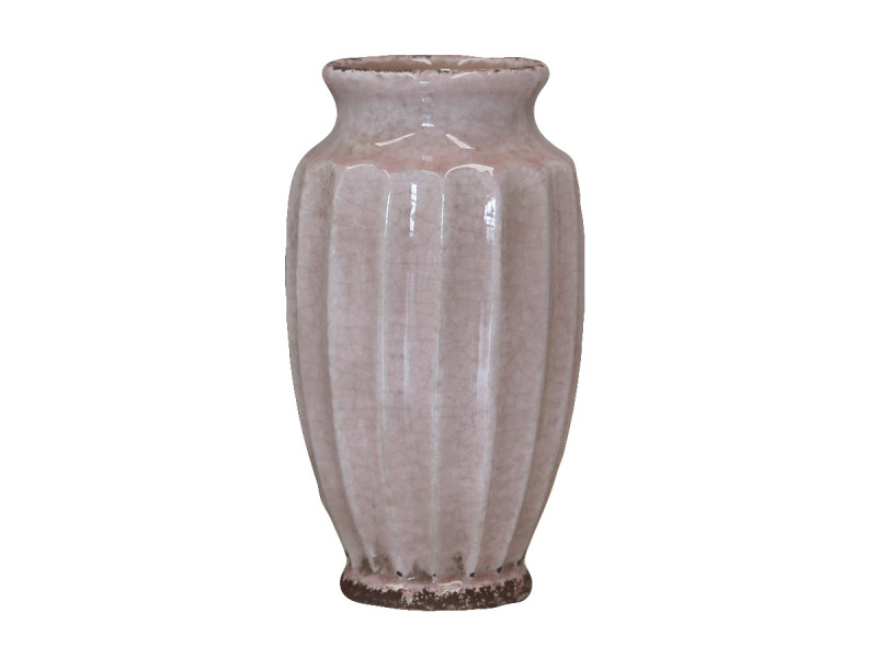 Vase Keramik antique powder-rose krakeliert