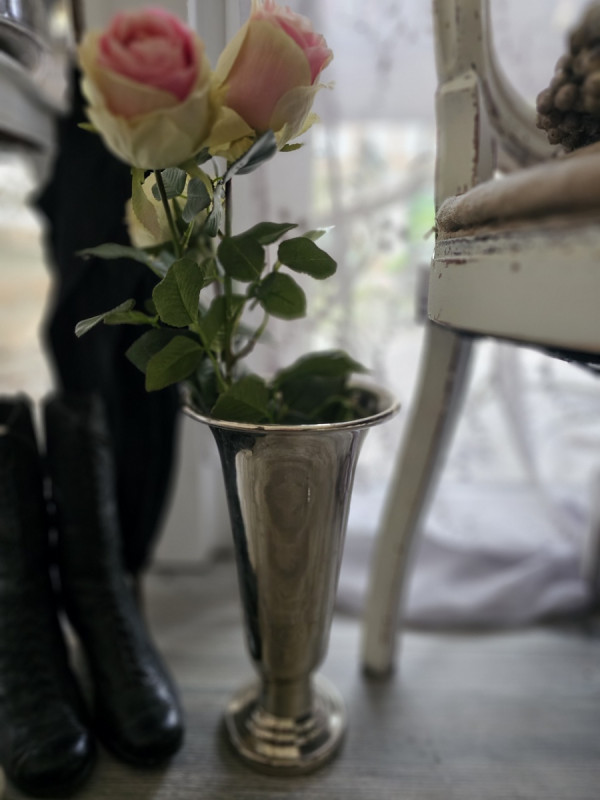 Vase Pokal ALU silber Blumenvase 40cm