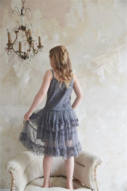 Vintage Mädchenkleid Elfe rauch blue