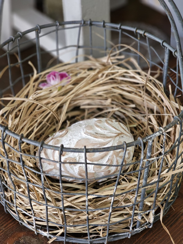 Preview: Holzei geschnitzt natur-white shabby chic