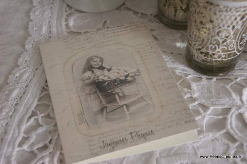 Osterkarte Nostalgie Mädchen Eier Frühling 10x15cm