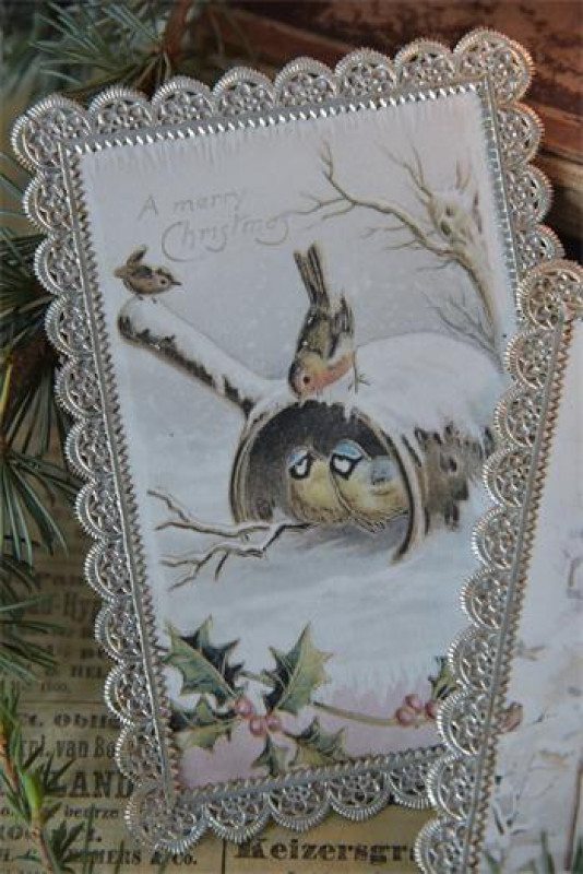 Weihnachtskarte merry Christmas Vogel Handmade