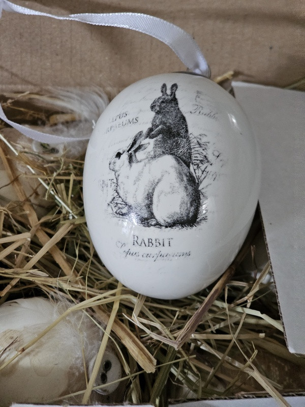 Preview: Osterei Hase Nostalgie Landhausdeko 7 cm