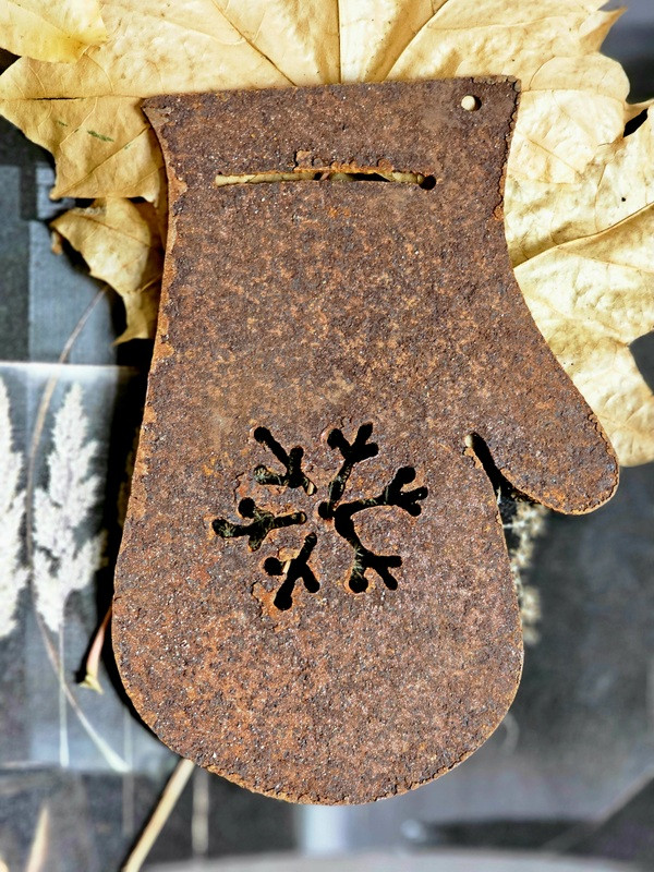 Preview: Winterdeko Rostdeko Handschuh Eiskristall