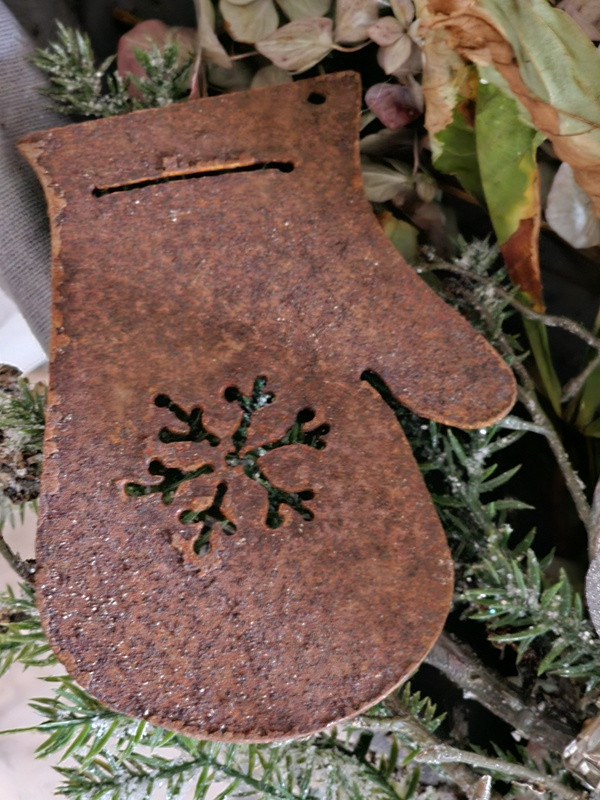 Preview: Winterdeko Rostdeko Handschuh Eiskristall