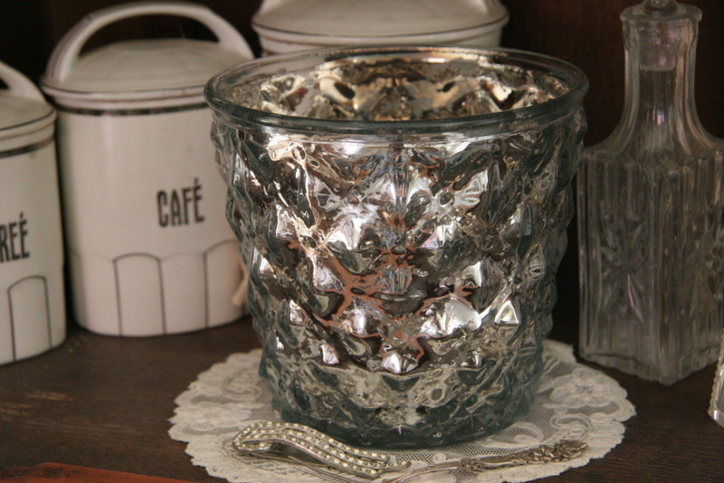 Preview: Windlicht Übertopf Glas silber