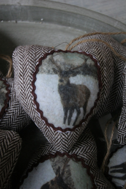 Stoffherz Hirsch Anhänger Winterdeko