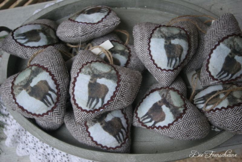 Preview: Stoffherz Hirsch Anhänger Winterdeko
