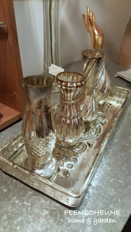 Chic Antique Teelicht Teller mit Fuß Schale Vase Bauernsilber Silber Glas Antik 