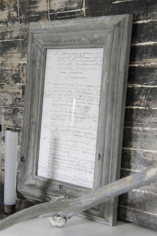 Bilderrahmen grau Druck eines alten Briefes Franske 40x30 cm