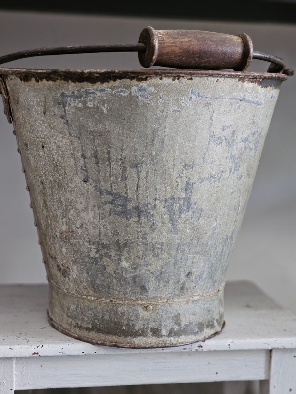 Preview: Vintage Zinkeimer Übertopf Gartendeko