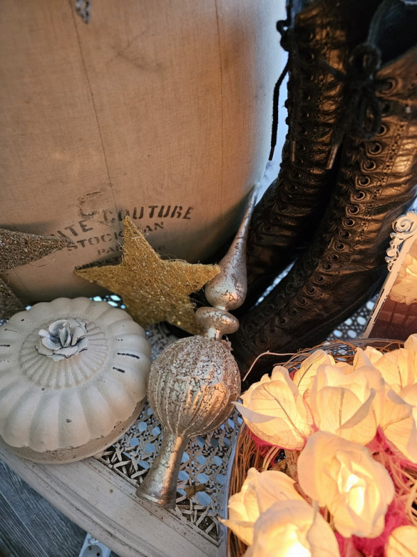 Preview: Christbaumspitze champagne-silver Glas