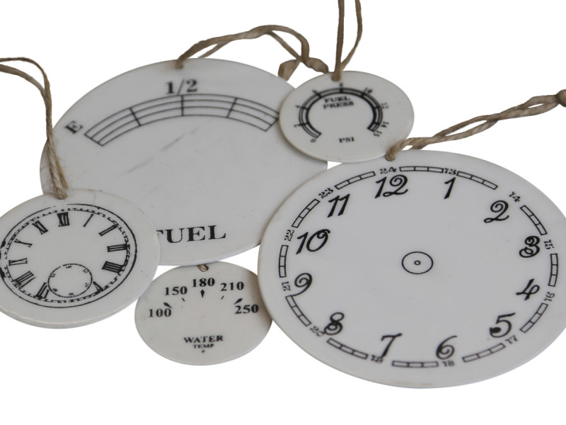 Preview: VINTAGE Deko Emaille Zifferblatt Set 4-teilig