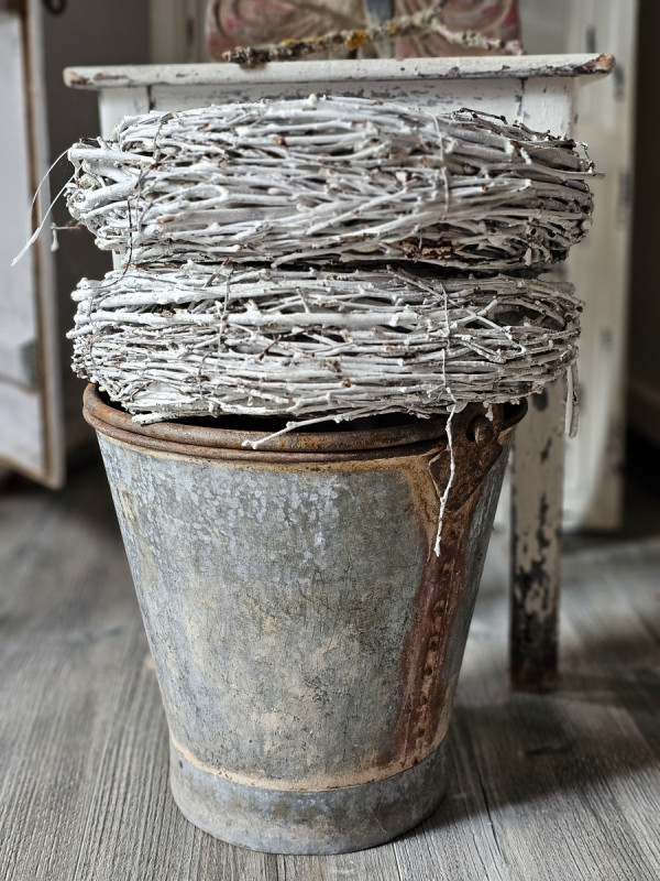 Vintage Zinkeimer Übertopf Gartendeko