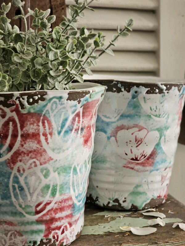 Preview: Blumentopf Übertopf Keramik Tulpen Blumen