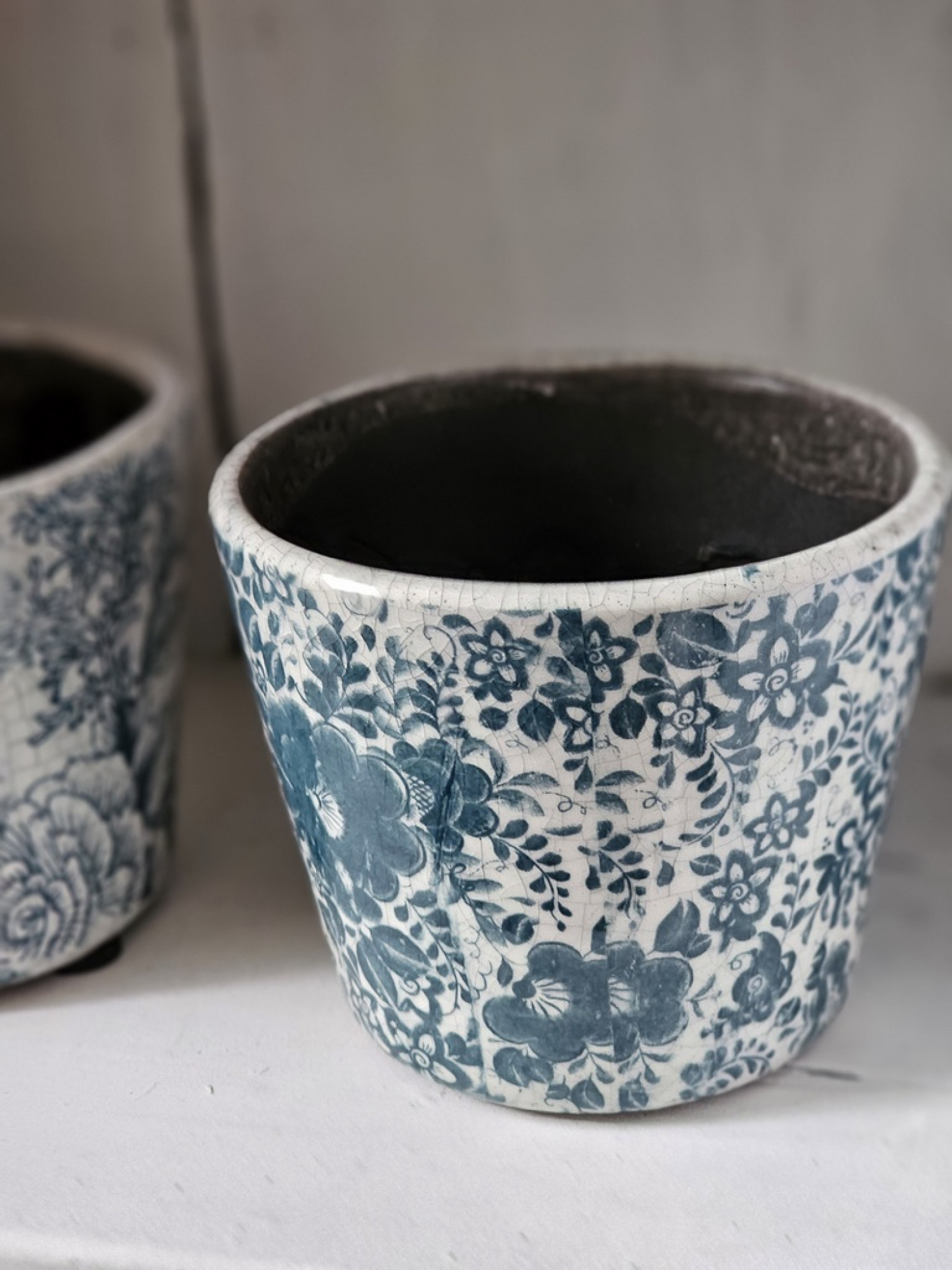 Übertopf Blumentopf Krakelee blue lasiert No.2