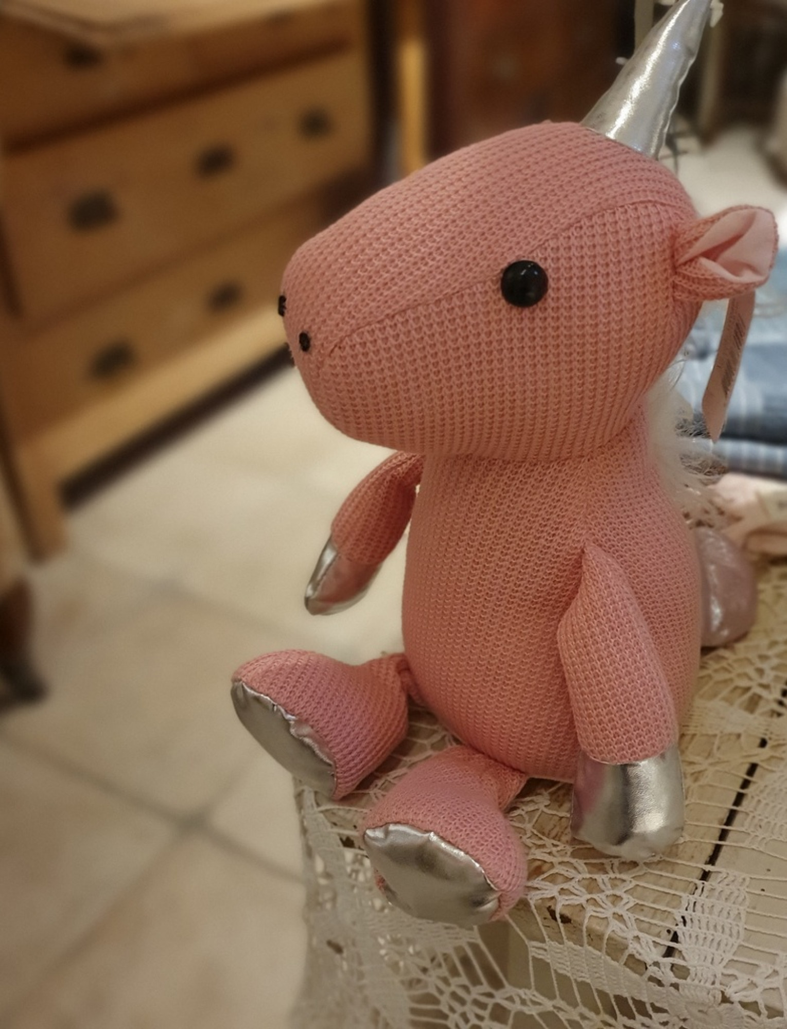 Türstopper Einhorn in Altrosa