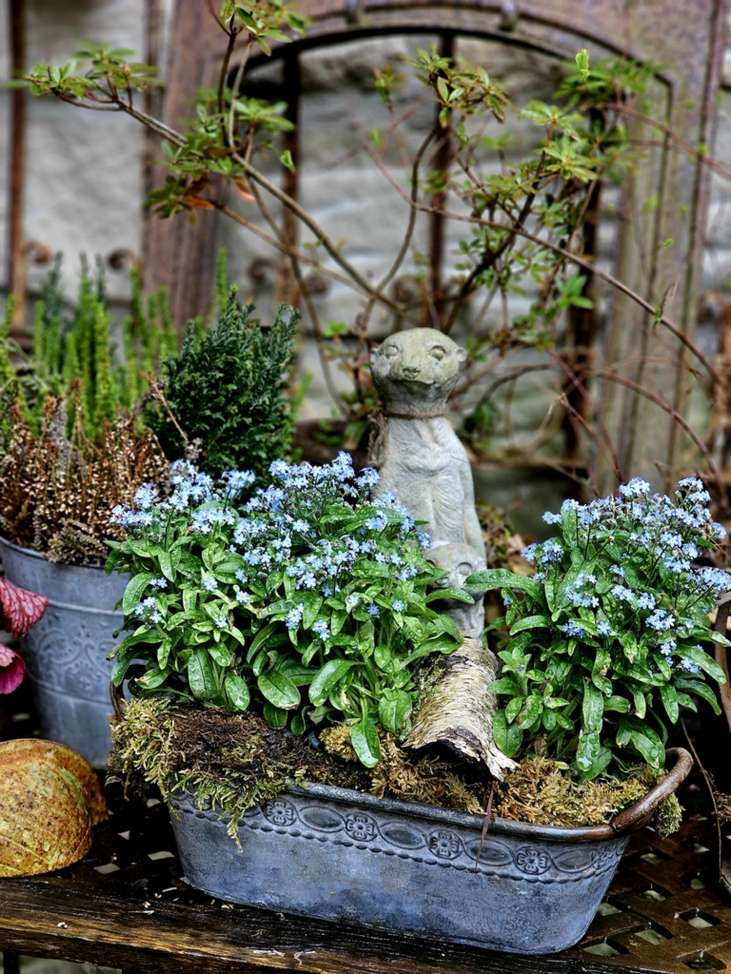 Steinfigur Erdmännchen Gartenfigur