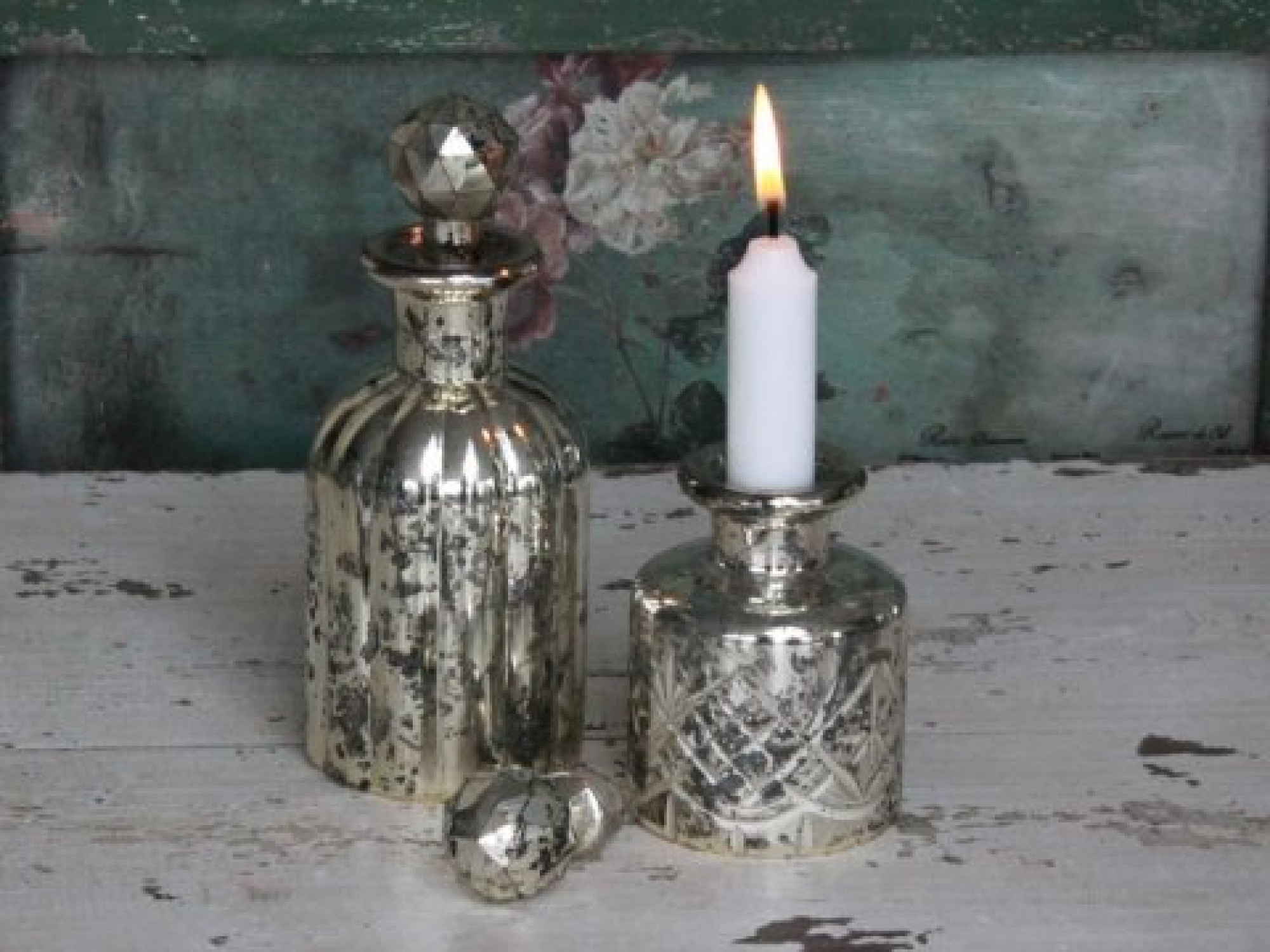 Flacon Glasflasche Karaffe Bauernsilber