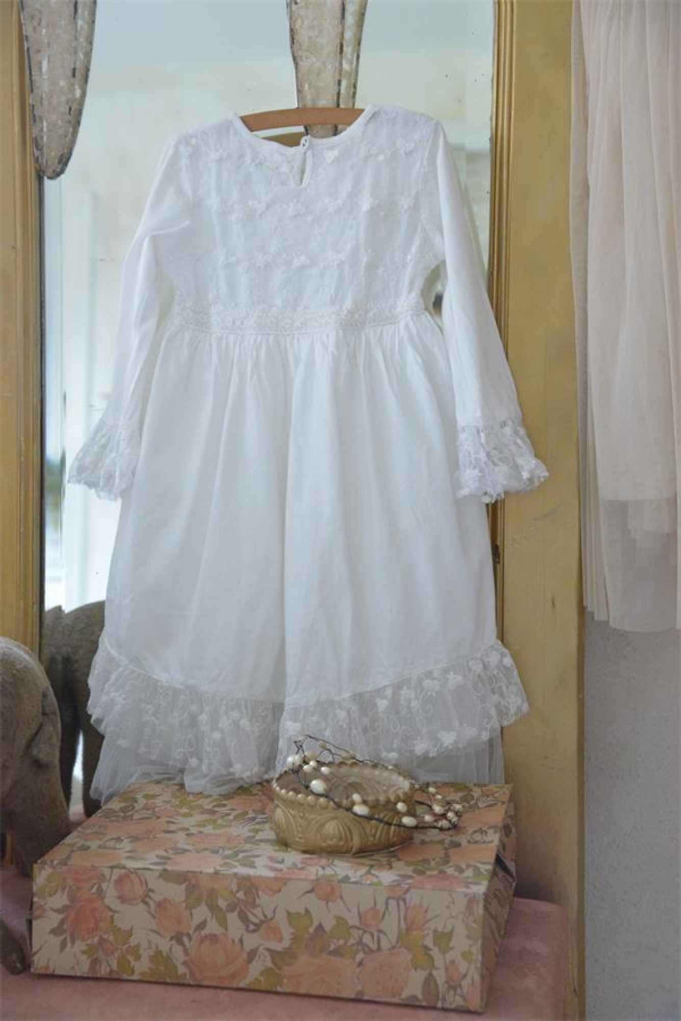 Vintage Mädchen Kleid Cosy Angel - white