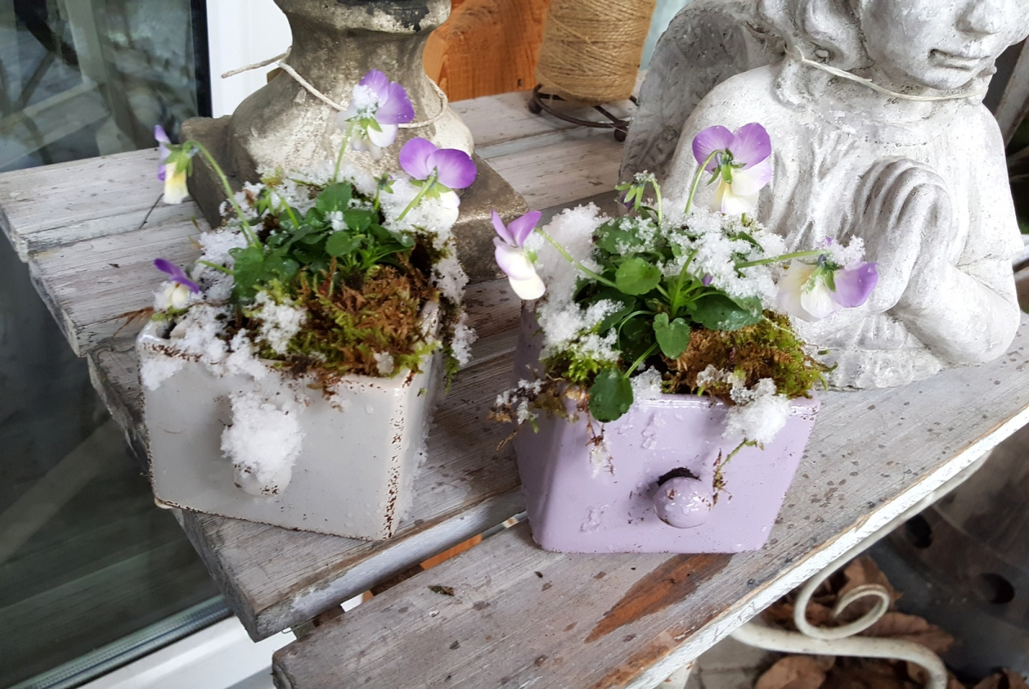 Übertopf Blumen Keramik Lasur french-beige