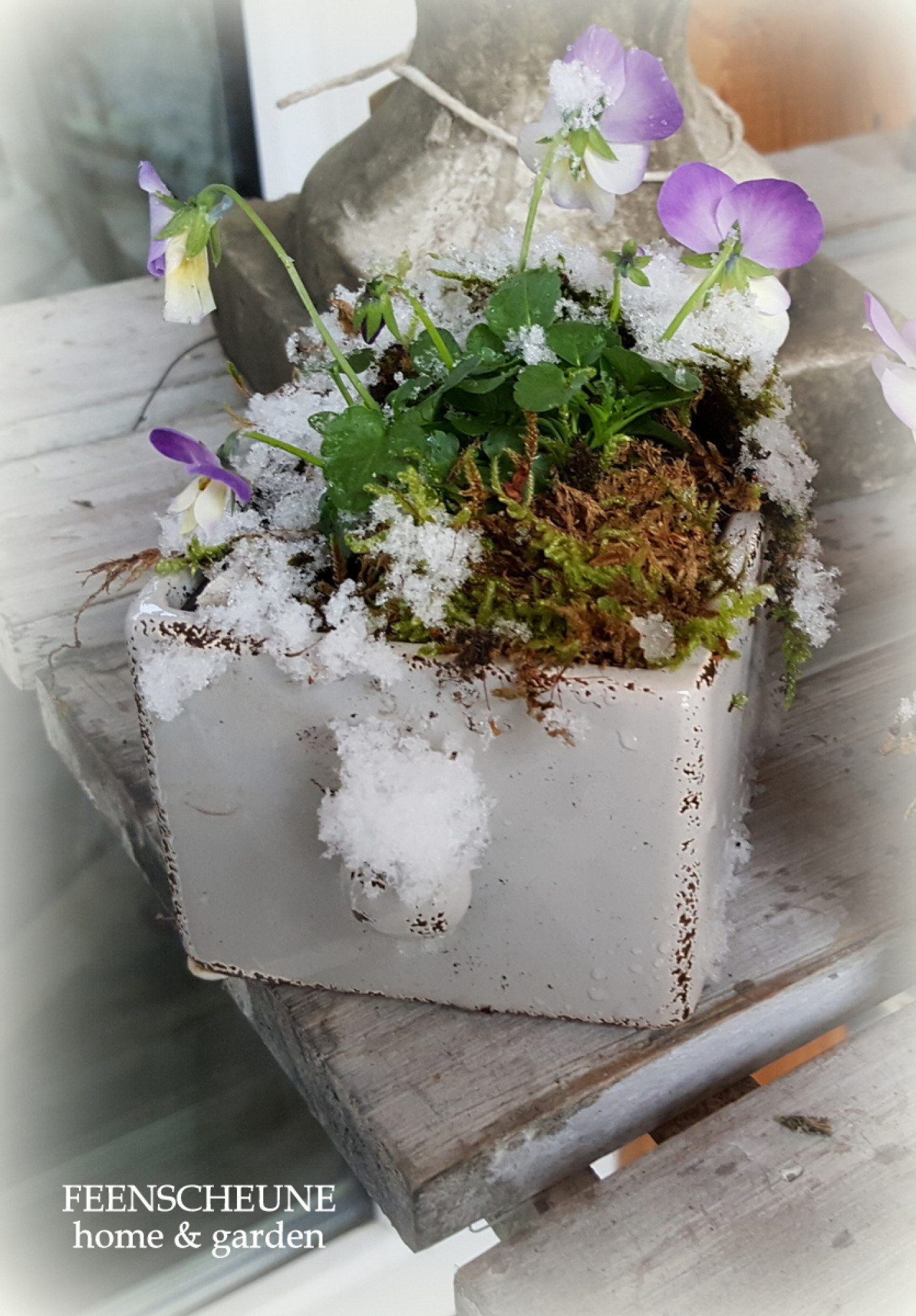 Übertopf Blumen Keramik Lasur french-beige