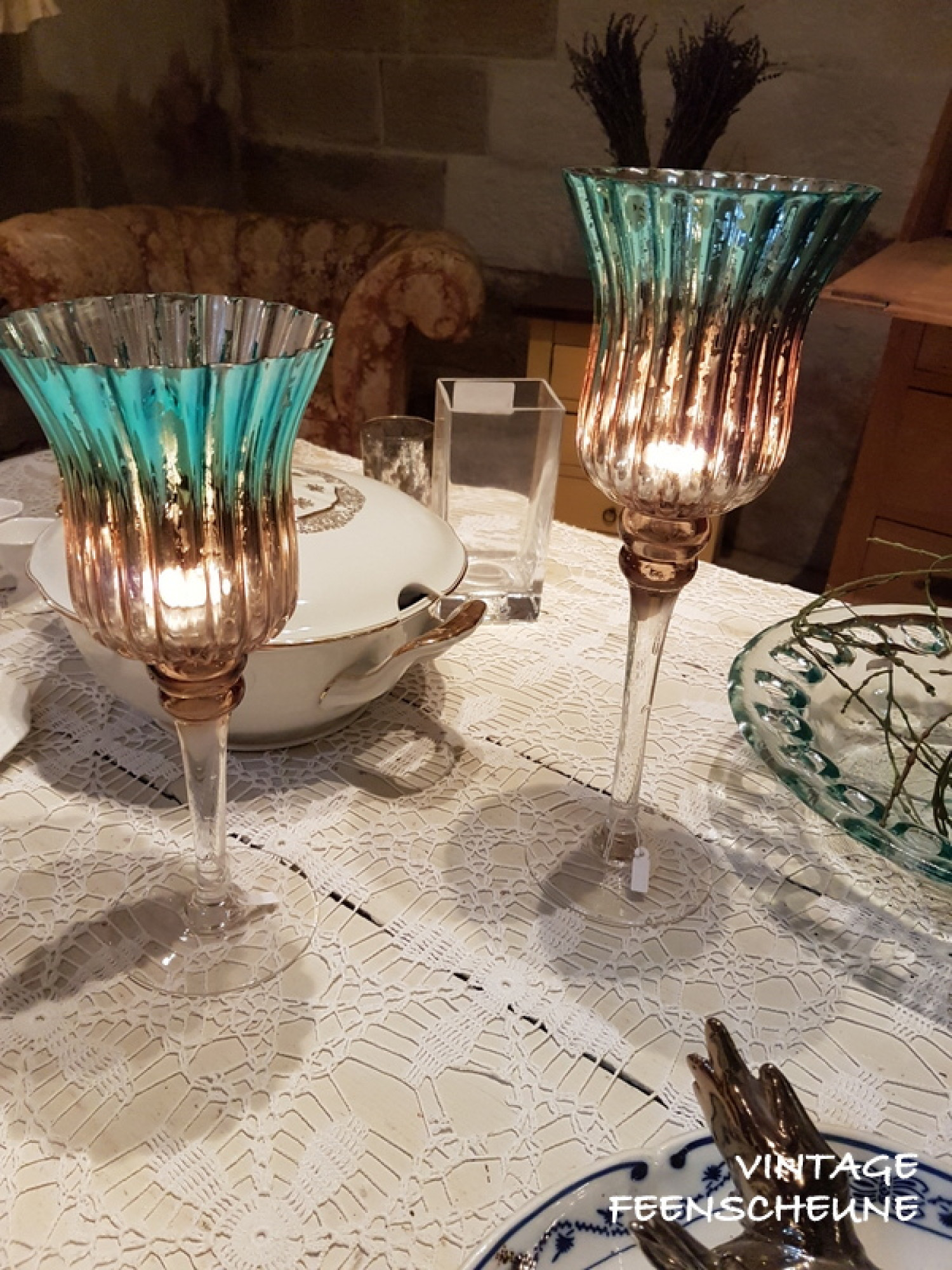 Windlicht Glas auf Fuss