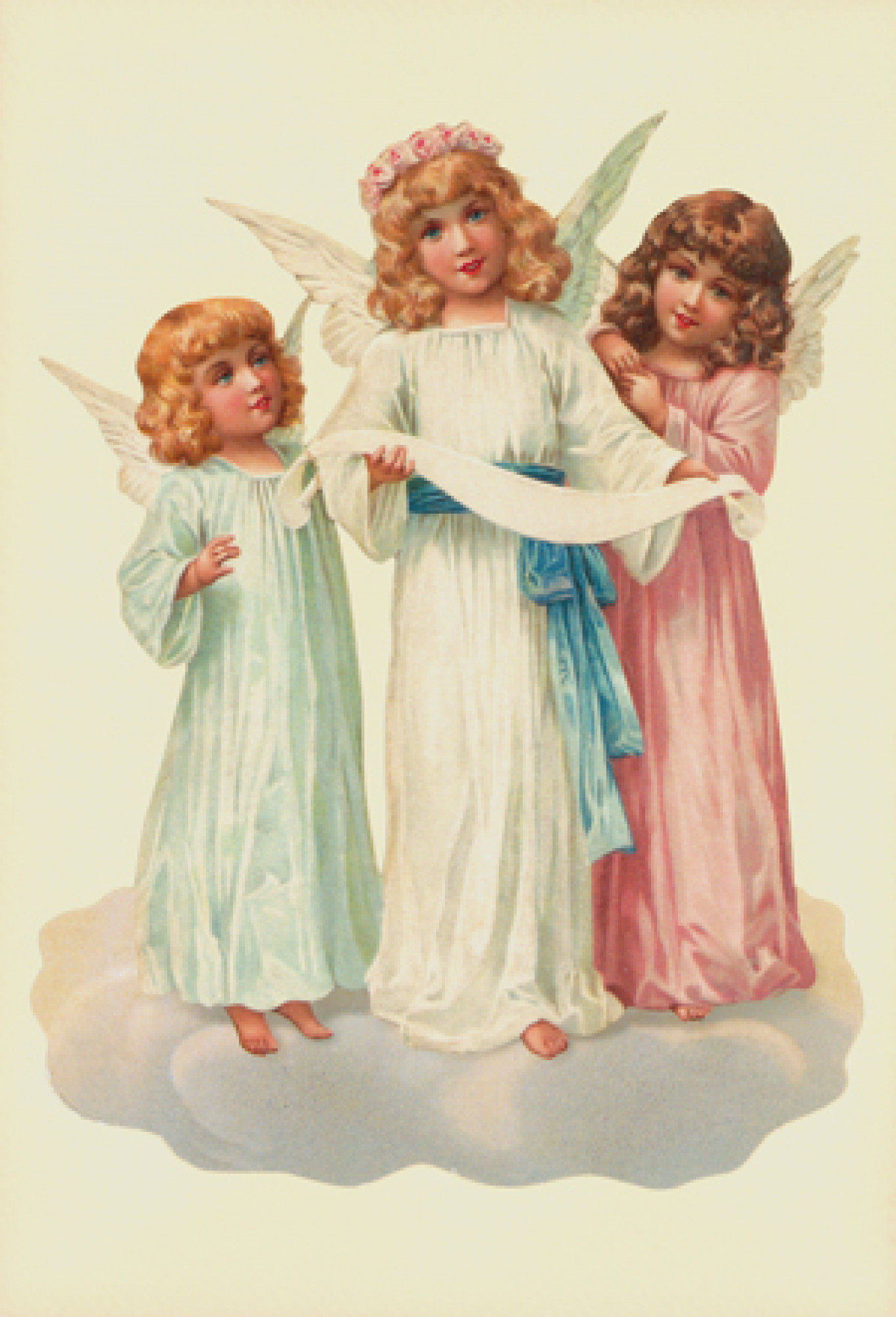 singende Engelmädchen Oblate Nostalgische Karte zum Aufstellen