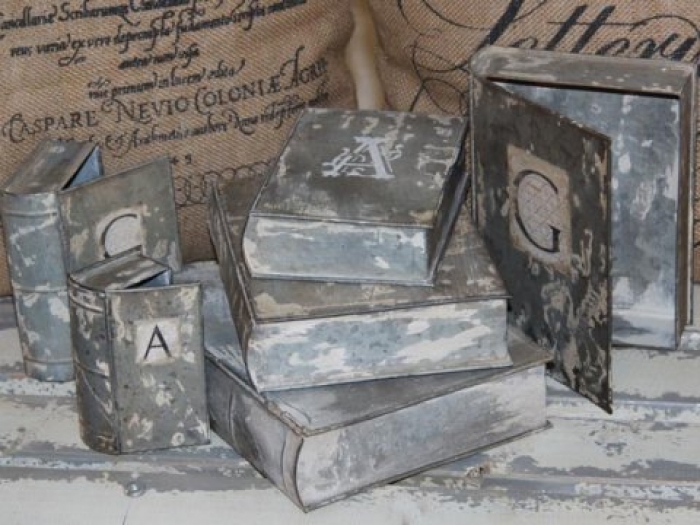 Vintageboxen mit Buchstaben - 6-er Set