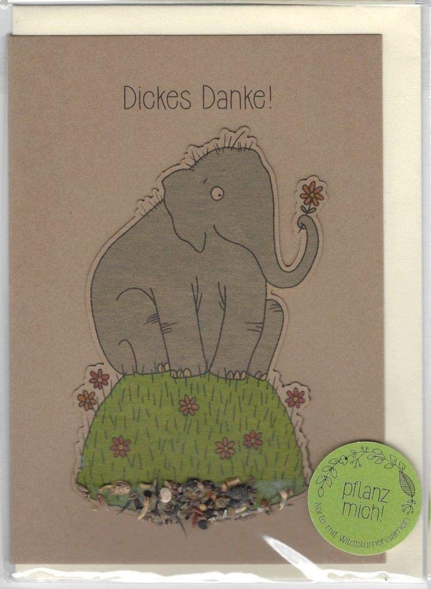 Dickes Danke Elefant Blumen Saatkarte