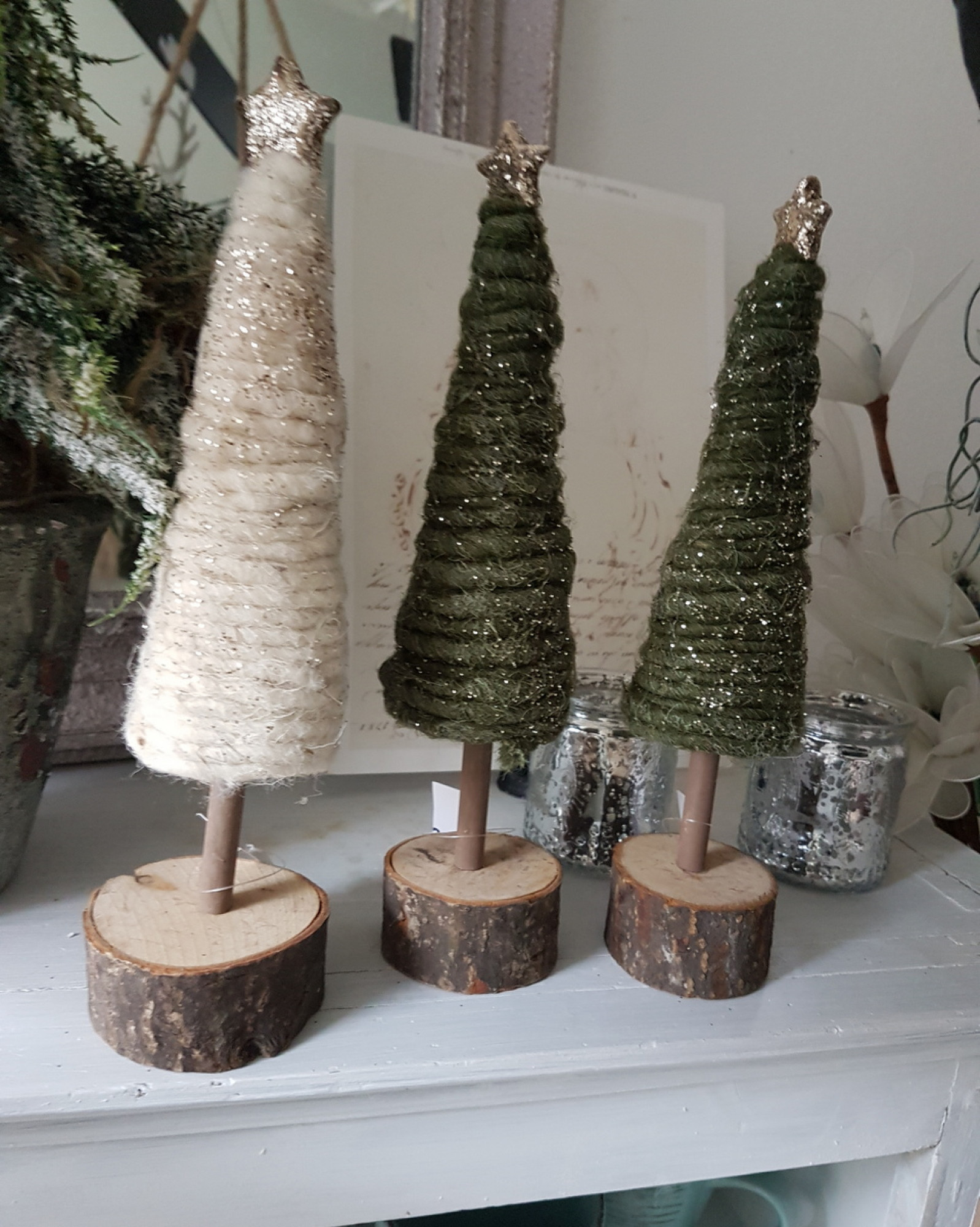 Tannenbaum Filz Wolle Holz grün