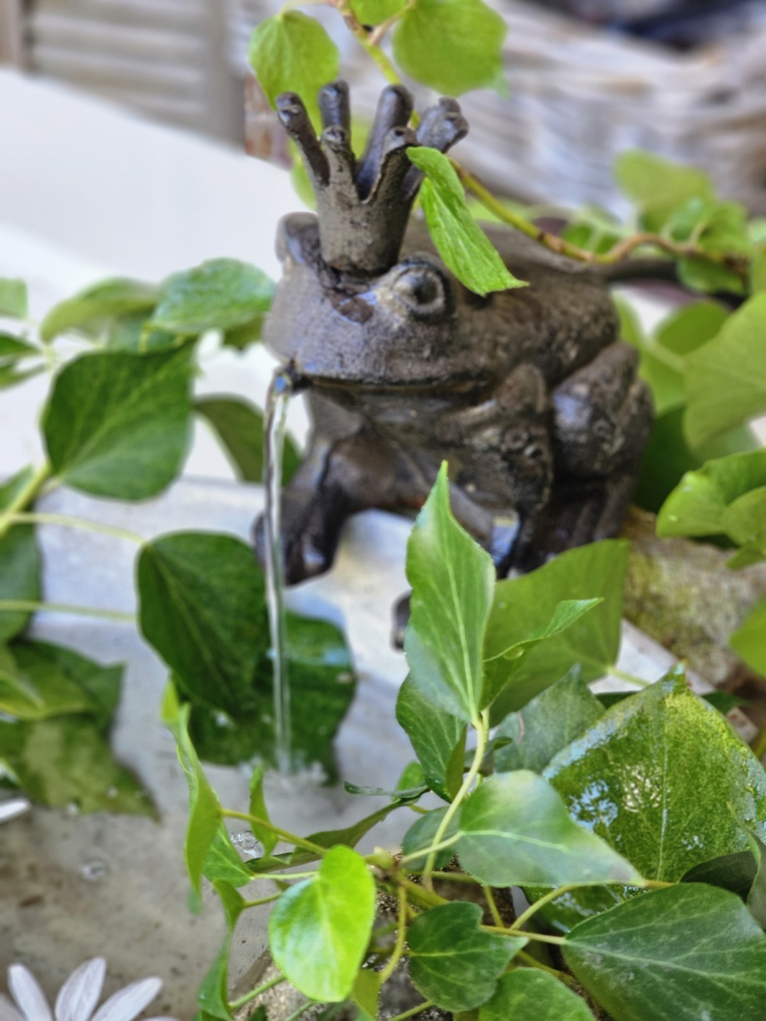 kleiner Wasserfrosch m. Krone Wasserspeier Guss