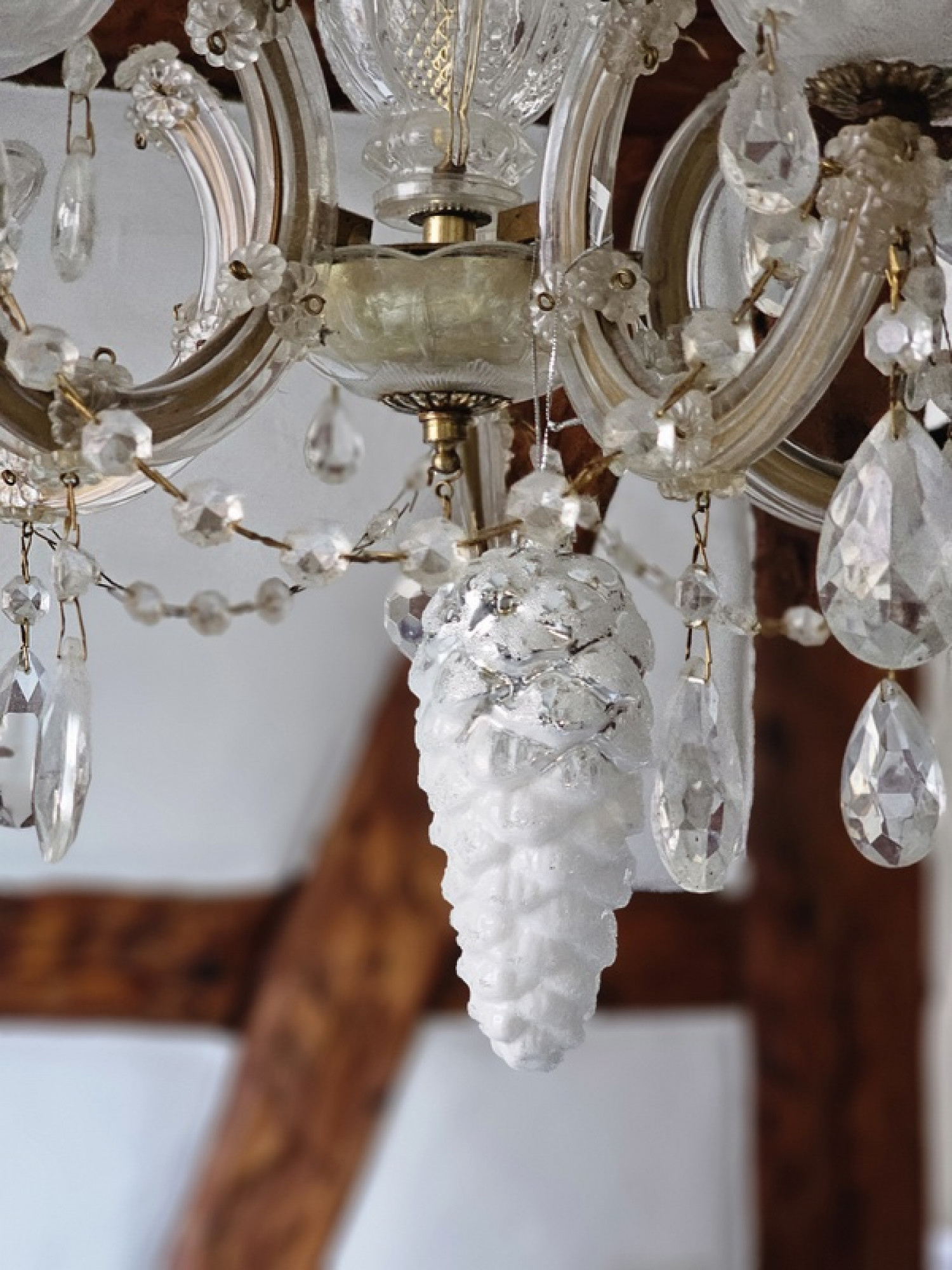 Glaszapfen weiss silber Mundgeblasen