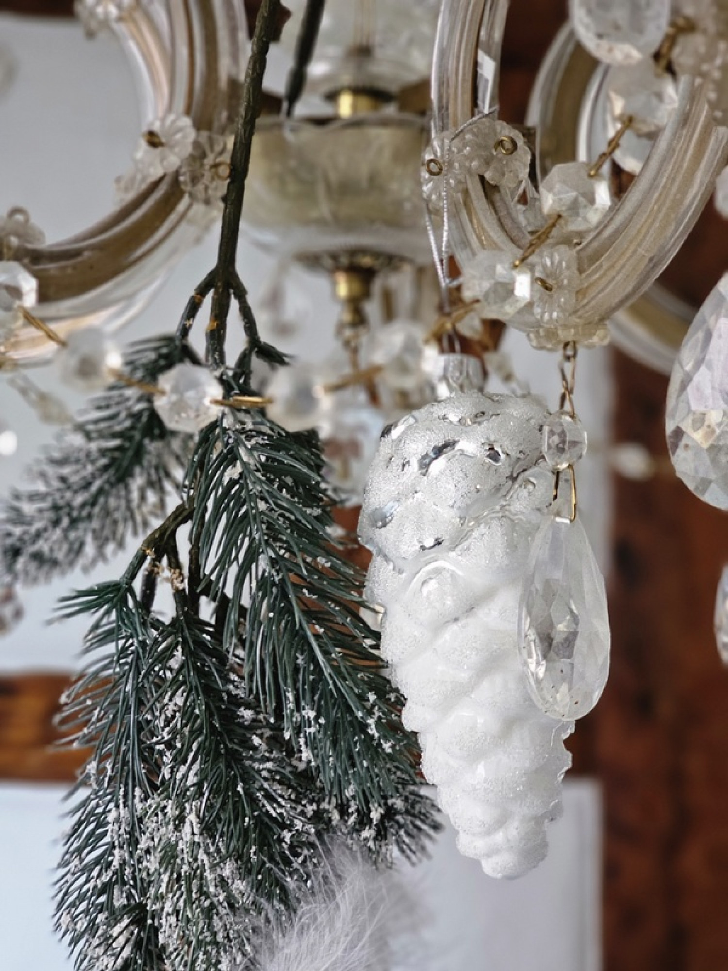 Glaszapfen weiss silber Mundgeblasen