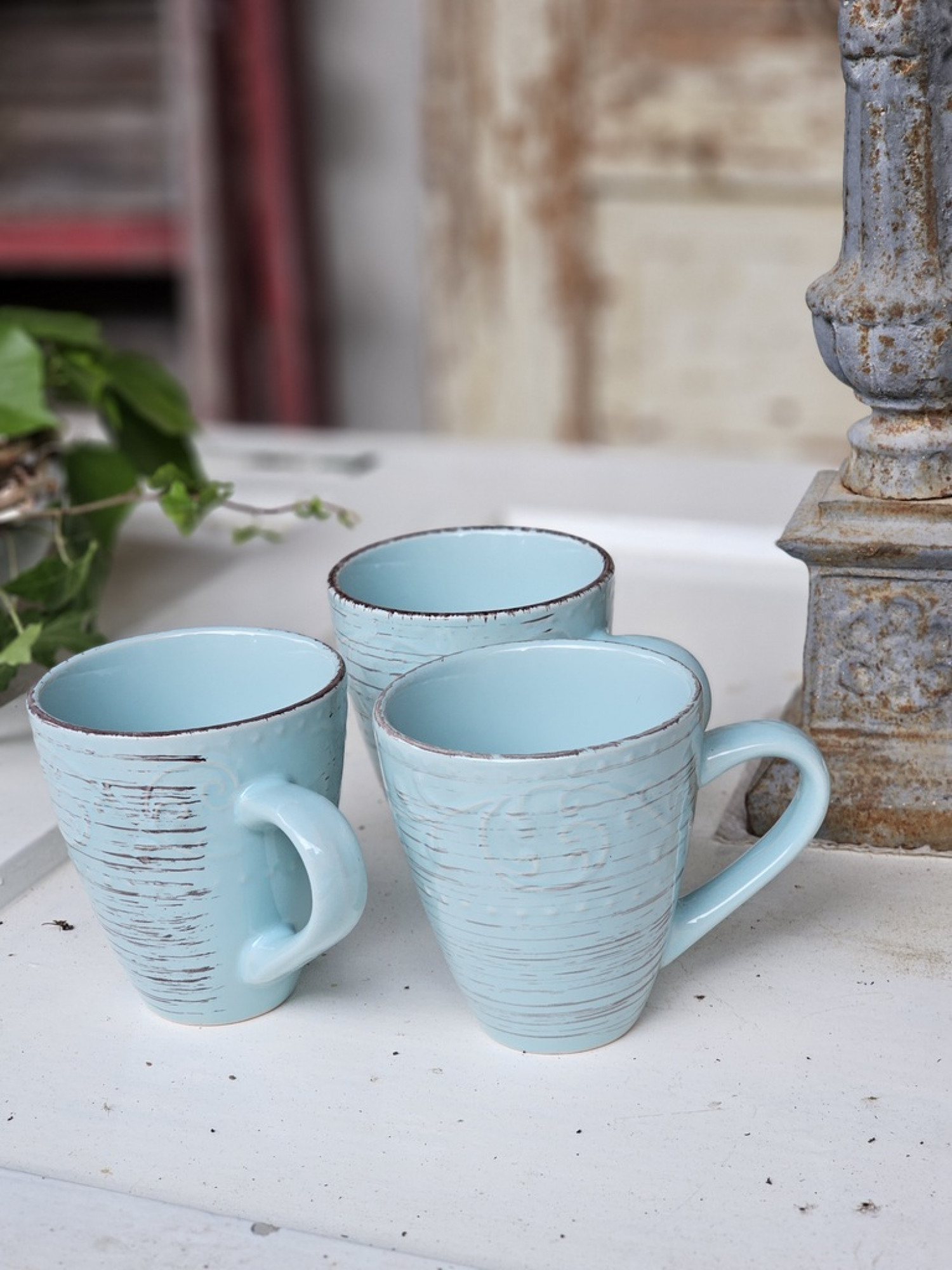 Becher Landhaus dusty-green gebürstet