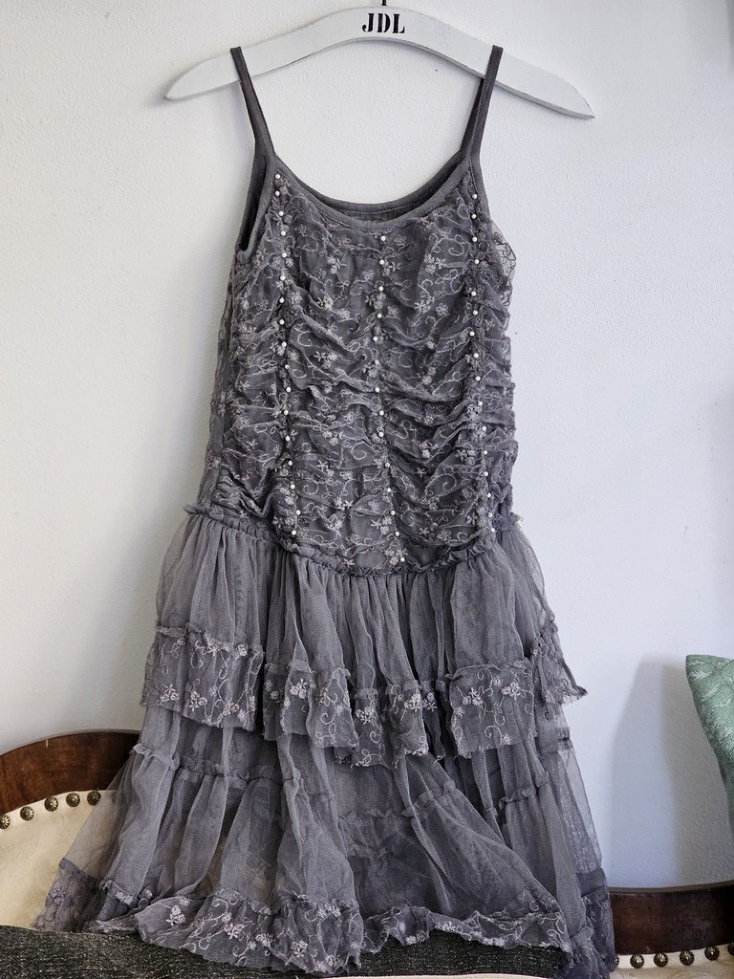 Vintage Mädchenkleid Elfe rauch blue
