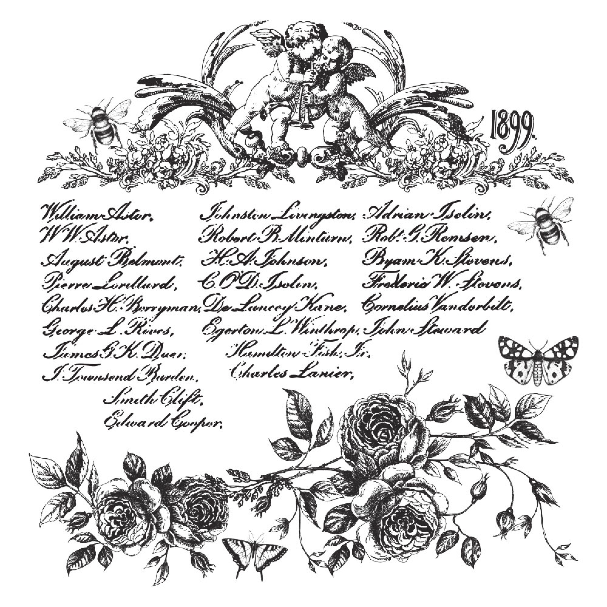 Redesign 3 tlg. Silikon Stempel - Vintage script - Angel - floral