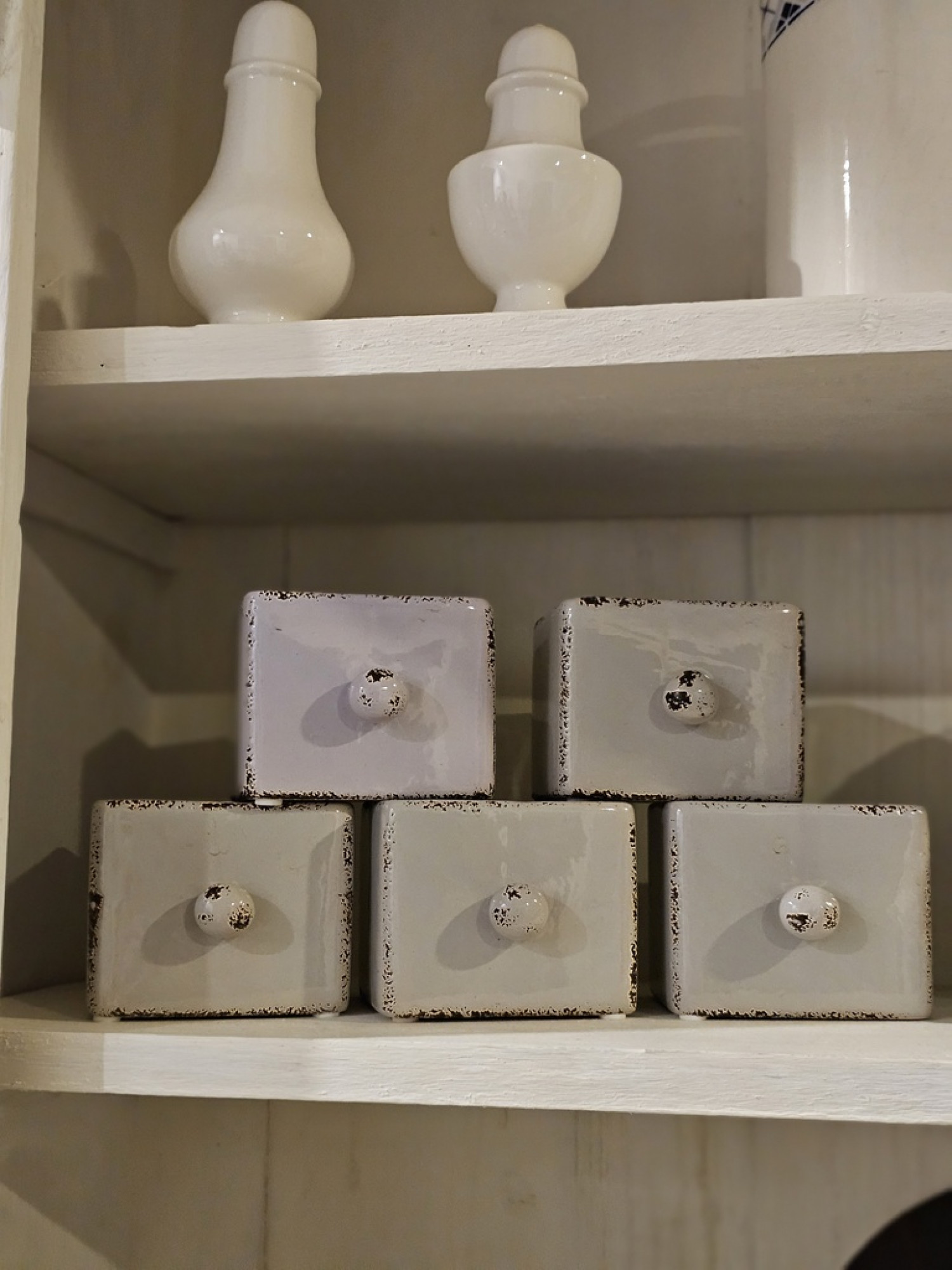 Übertopf Blumen Keramik Schublade Lasur Flieder