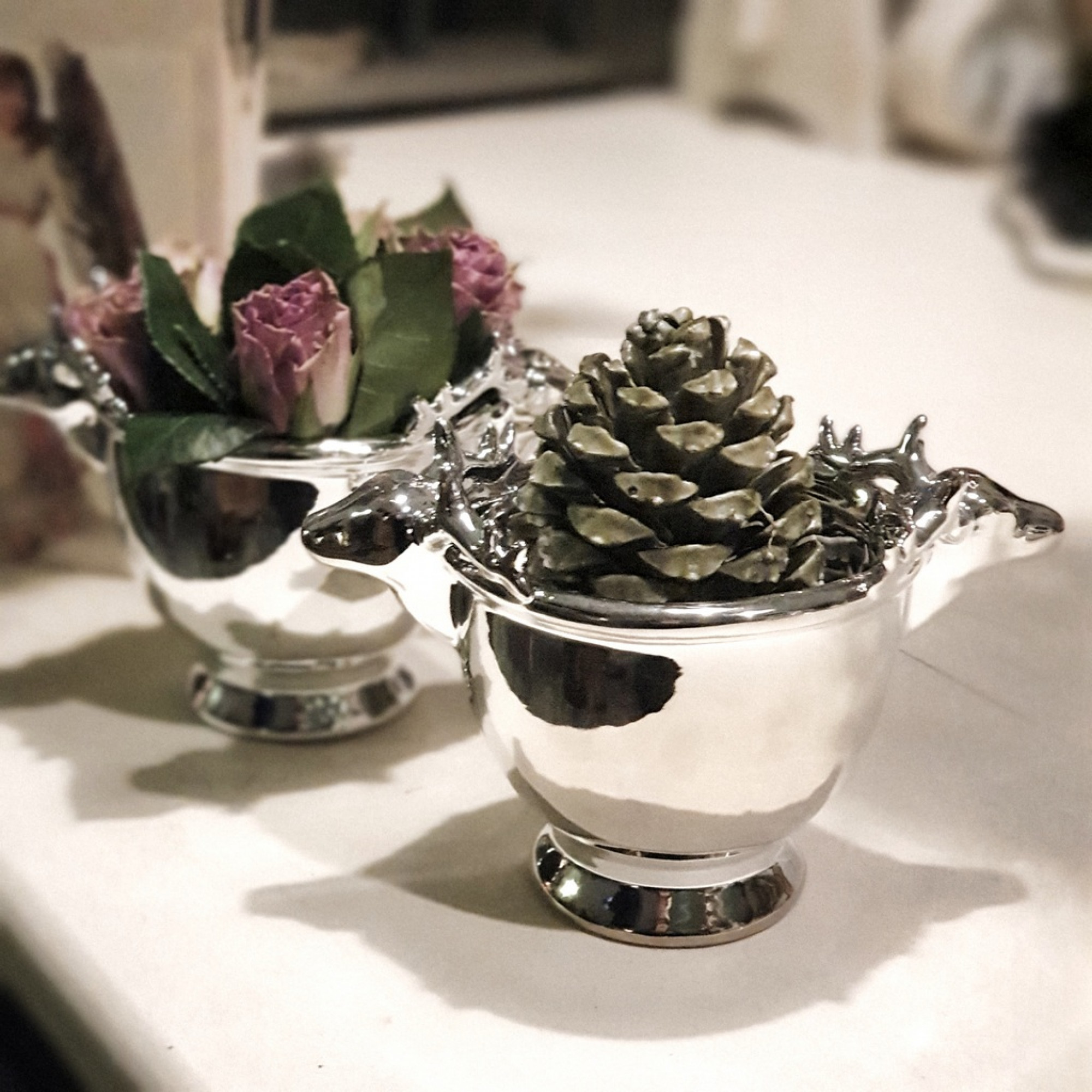 Übertopf Hirschgeweih  silber