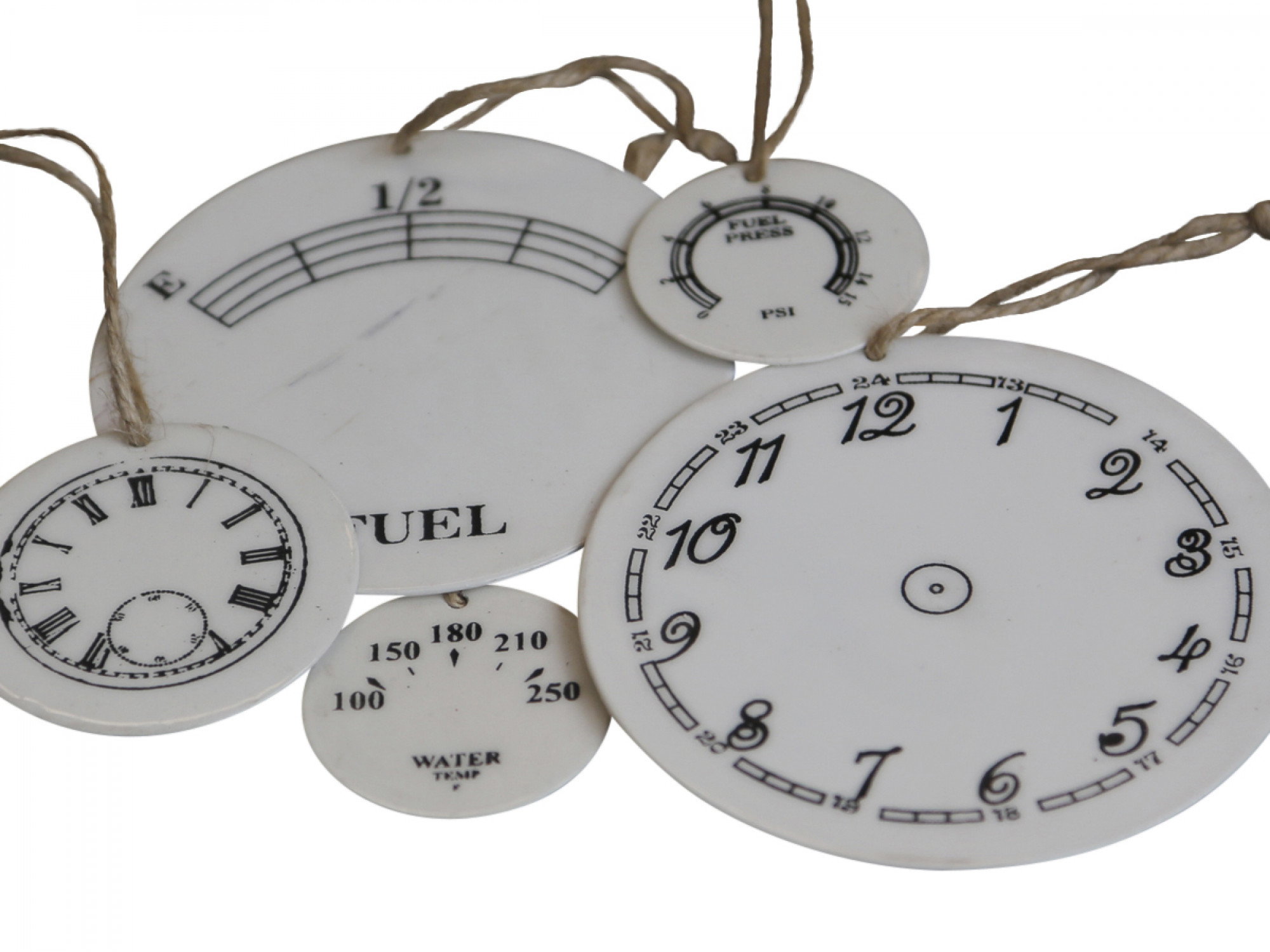 VINTAGE Deko Emaille Zifferblatt Set 4-teilig